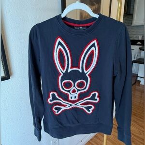 Psycho Bunny Kids Navy Sweatshirt with Red & White Skull Bunny Applique